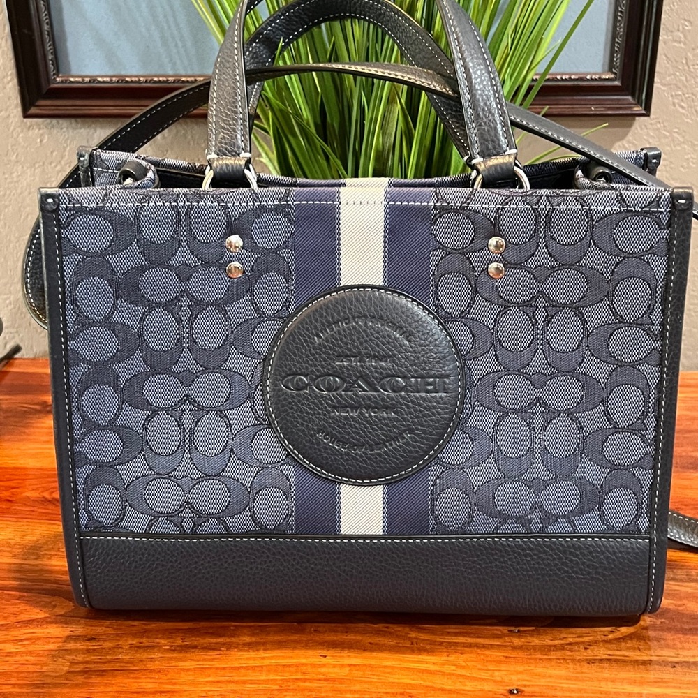 Coach Navy Blue denim Dempsey Carryall tote